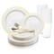 White with Gold Edge Rim Plastic Wedding Value Set (20 Settings)